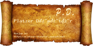 Platzer Dömötör névjegykártya